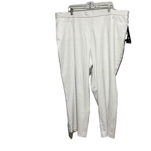 NWT Investments The 5th Ave Fit Women's Size Zip Crop Flare Pants White Plus 24W